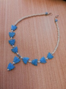 Butterfly turquoise and white Necklace